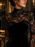 The Stewardess Dress: Long Velvet lace Dress