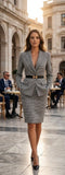 The Stewardess Edit: Wool Houndstooth Skirt Suit