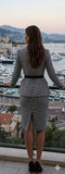 The Stewardess Edit: Wool Houndstooth Skirt Suit